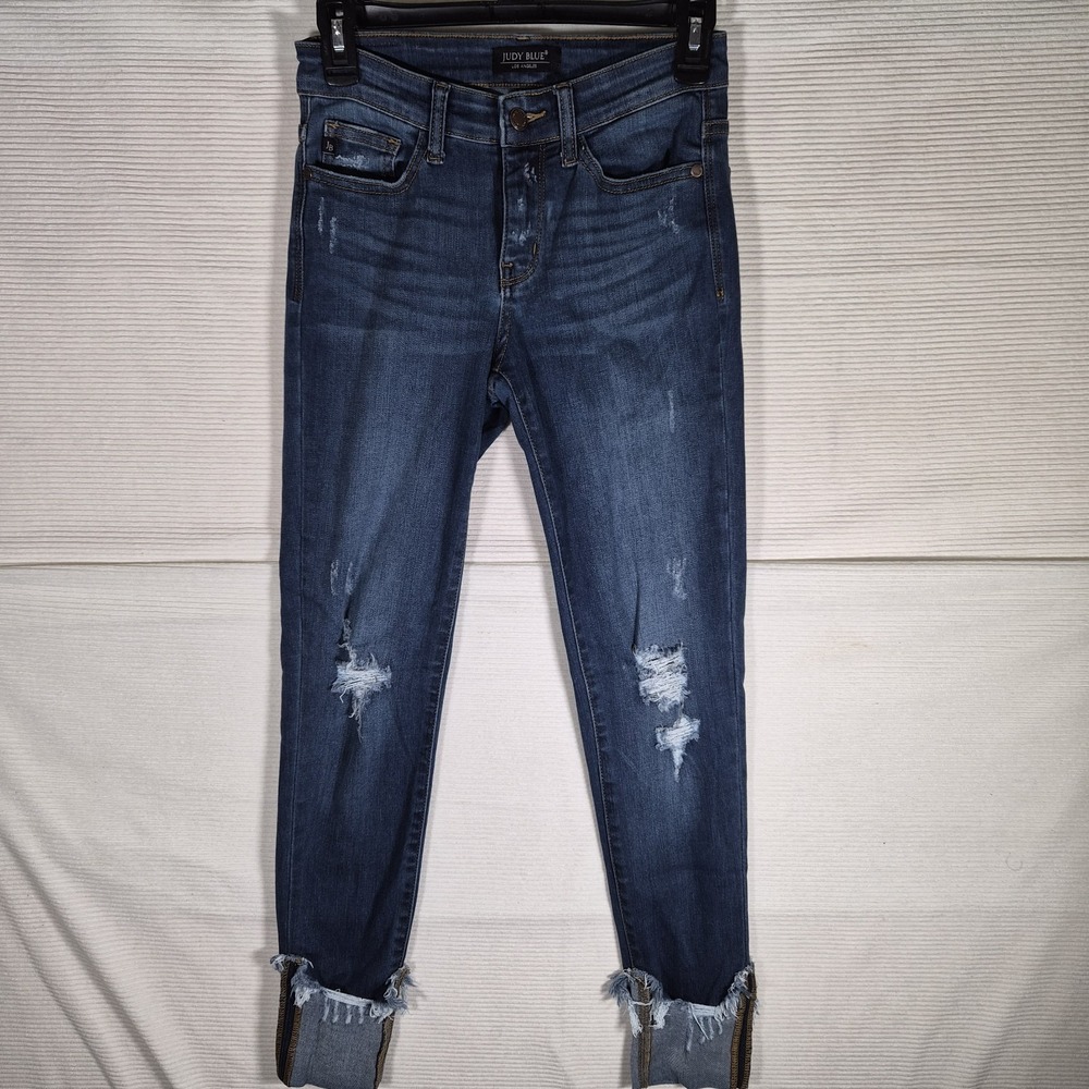 Judy Blue Women's Skinny Jeans Size 1 25 Distressed Cuffed Stretch